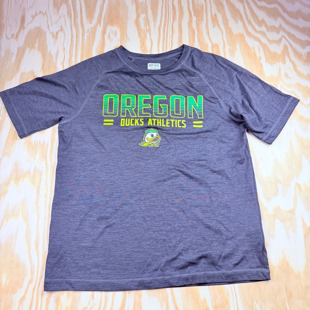 Box Seat Oregon Ducks Athletics Mens M Gray Heather Performance T-Shirt Raglan